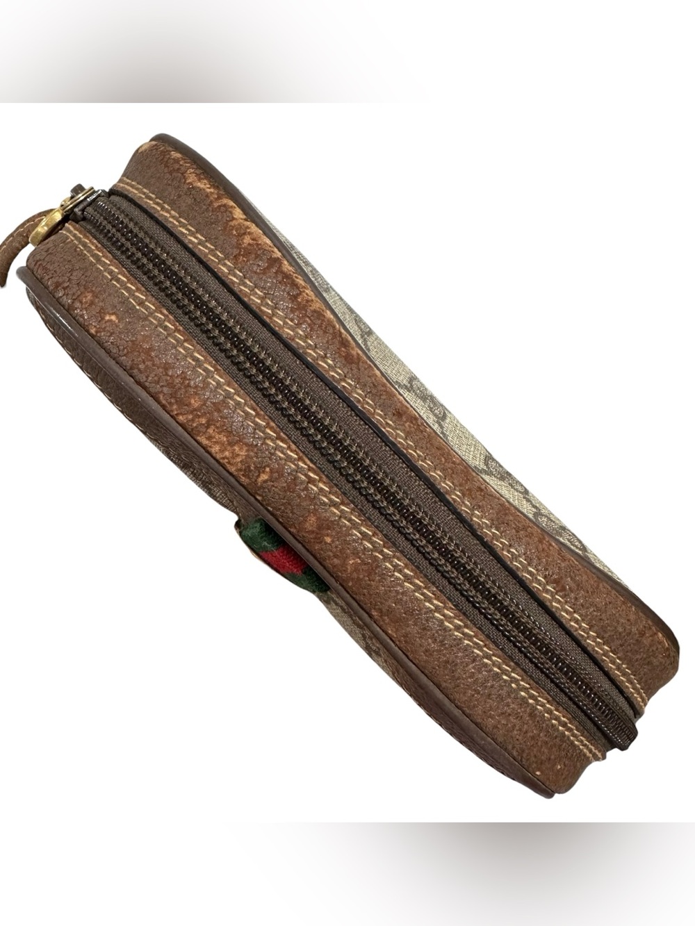 Gucci GG Supreme Web Canvas & Leather Sherry Line Stripe Vintage Crossbody Bag - Picture 15 of 15